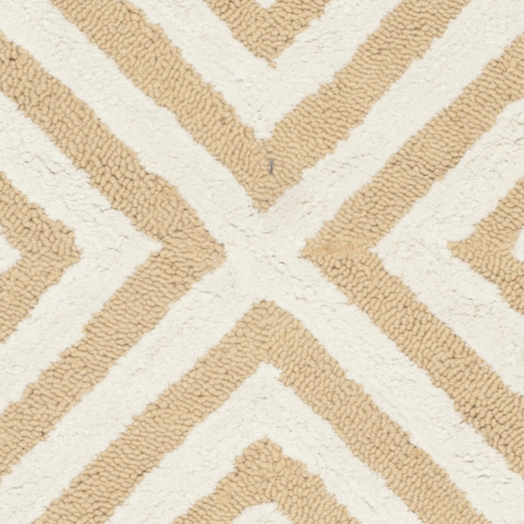 Mercer41 Fareham Handmade Hand Hooked Cotton Beige/Ivory Rug Wayfair